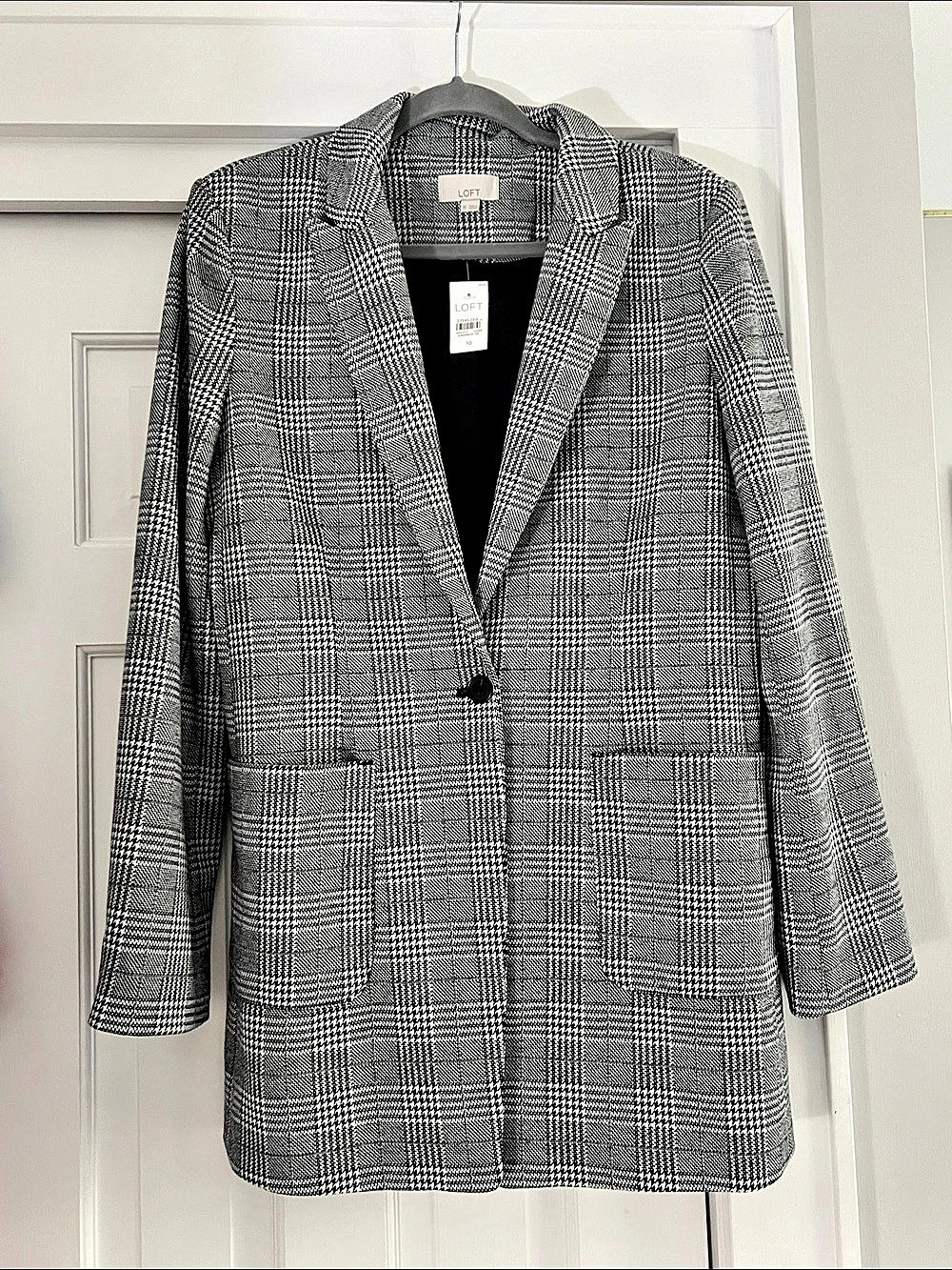 LOFT Houndstooth Oversized Blazer Black and White.  10 NWT